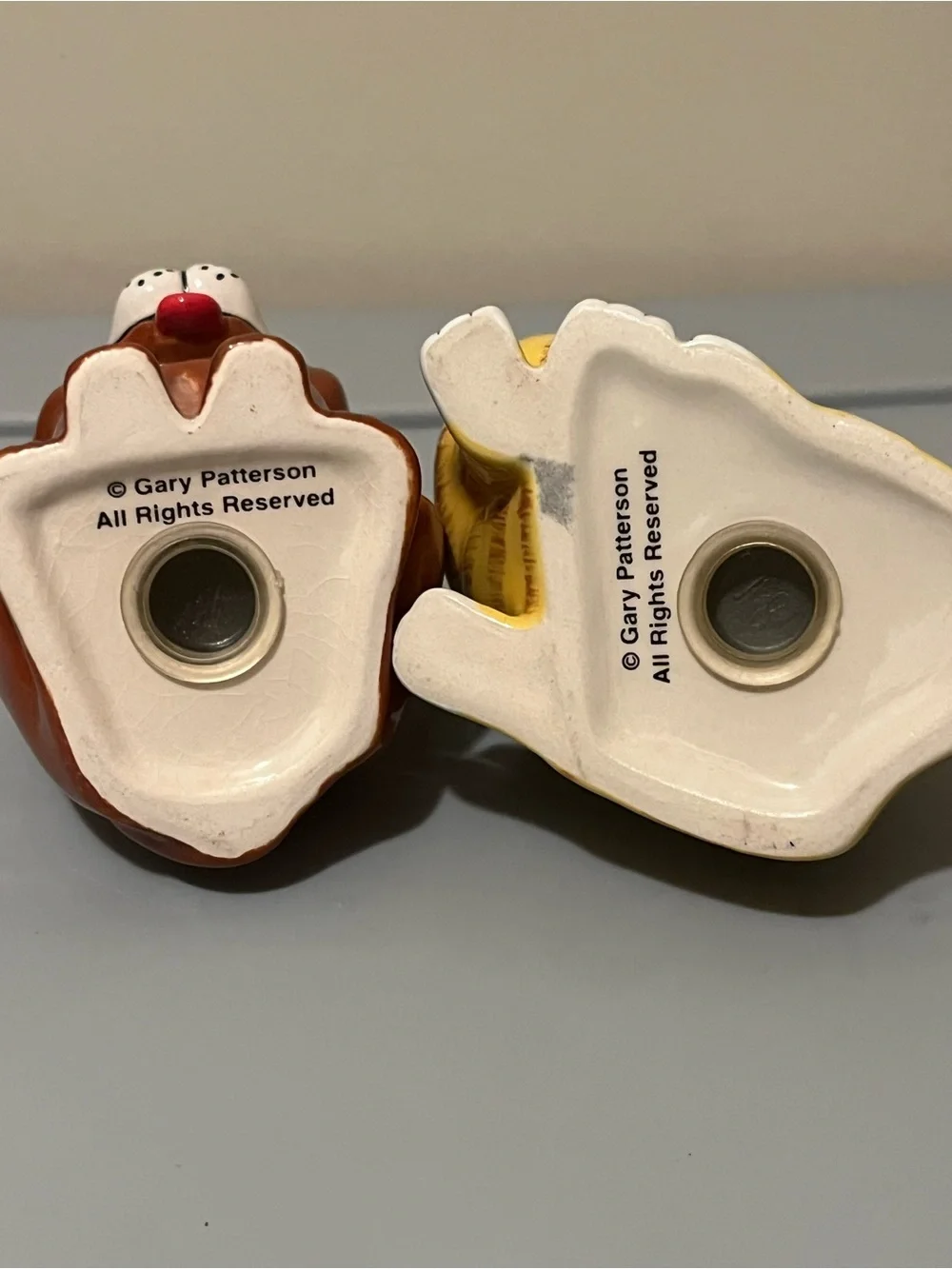 Gary Patterson Ceramic Yellow Tabby Cat and Dog Salt & Pepper Shaker Set